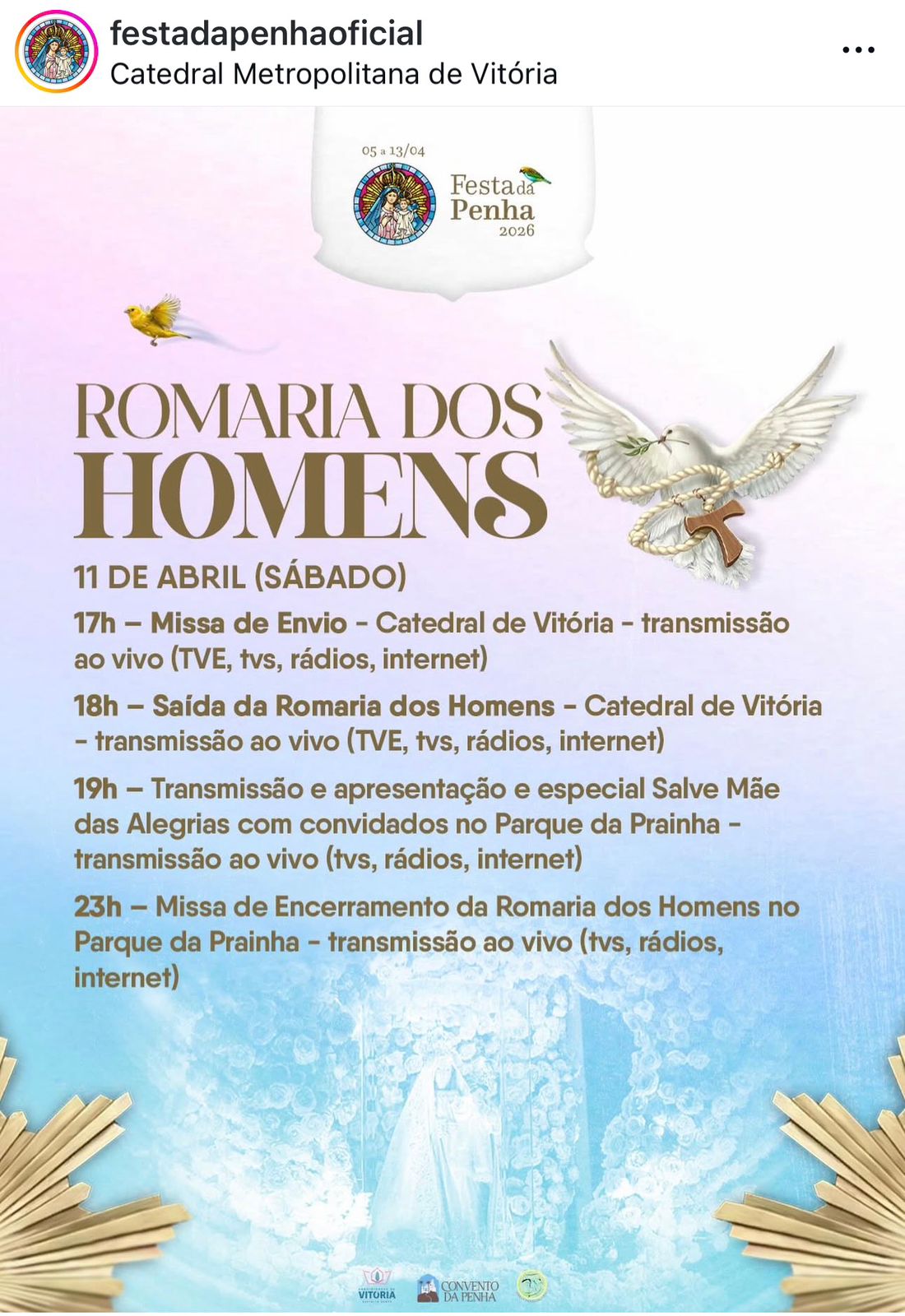 Programação da Romaria dos Homens